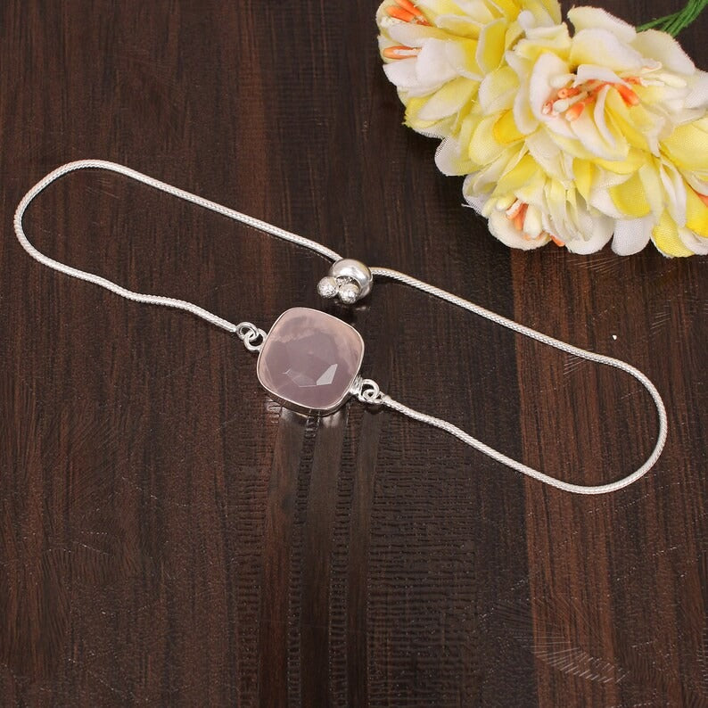 Natural Rose Quartz Gemstone Bracelet