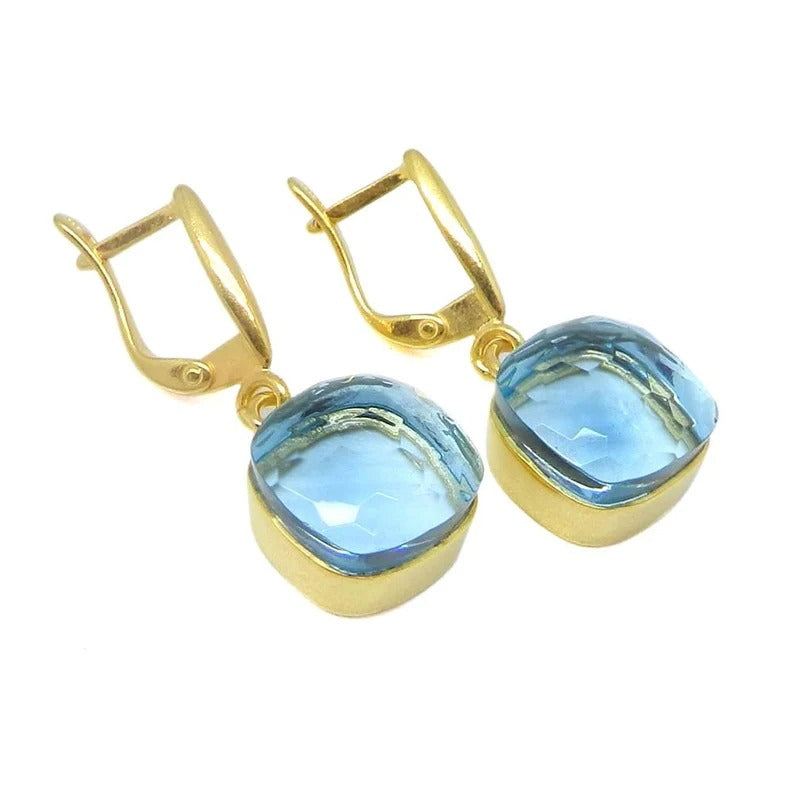 Exquisite Sky Blue Topaz Hydro Gemstone Sterling Silver Earrings