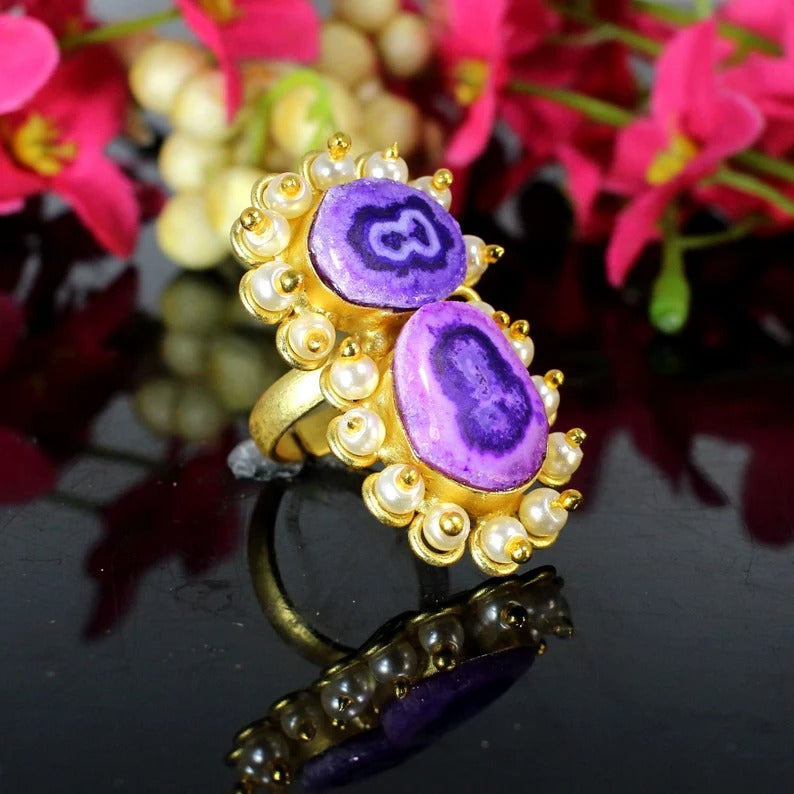 Purple Solar Quartz Ring