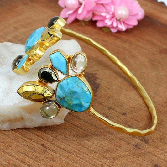 Natural Turquoise with Multi Gemstone Bangle