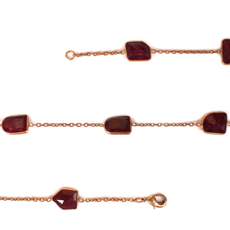 Ruby Corundum Rose Gold Plated Brass Necklace