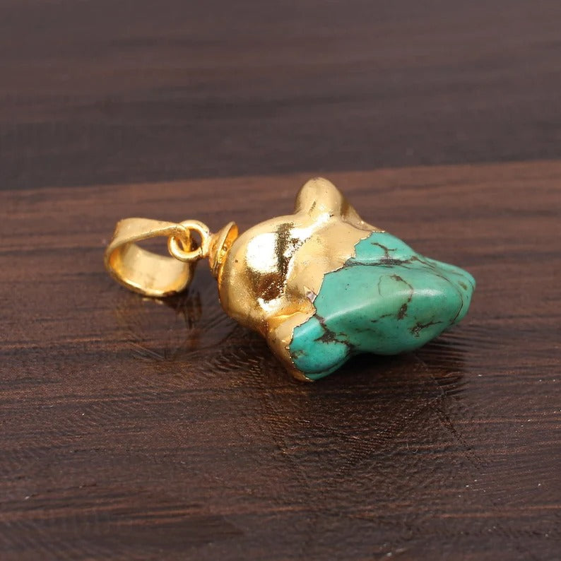 Tibetan Turquoise Gemstone Gold Plated Pendant