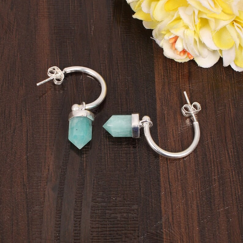 Amazonite Brass Earrings