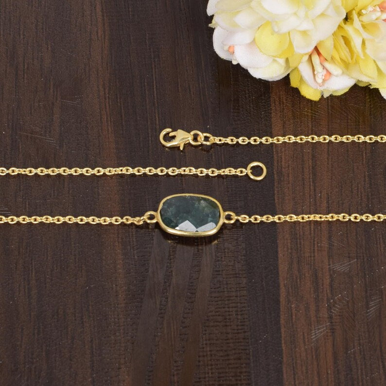 Gold Plated Emerald Corundum Necklace