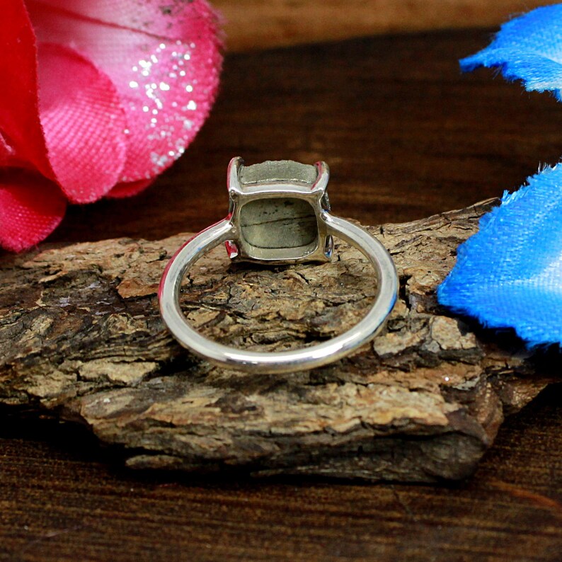 Natural Sun Pyrite Gemstone 92.5 Sterling Silver Ring