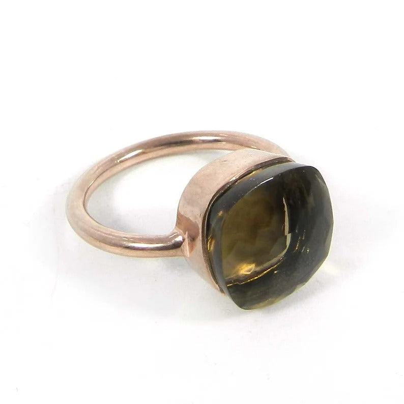 Smoky Hydro Gemstone 92.5 Sterling Silver Ring