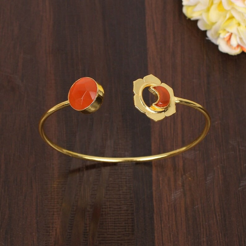 Carnelian Brass Bangle