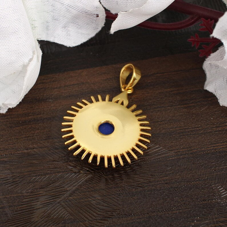 Gold Plated Designer Lapis Lazuli Chakra Pendant