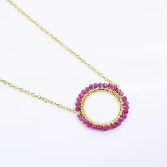 Ruby Ropada Gemstone Brass Chain Necklace