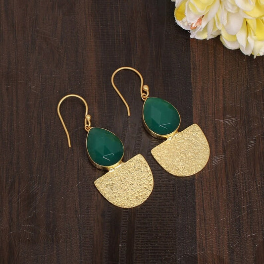 Elegant Green Onyx Boho Earrings