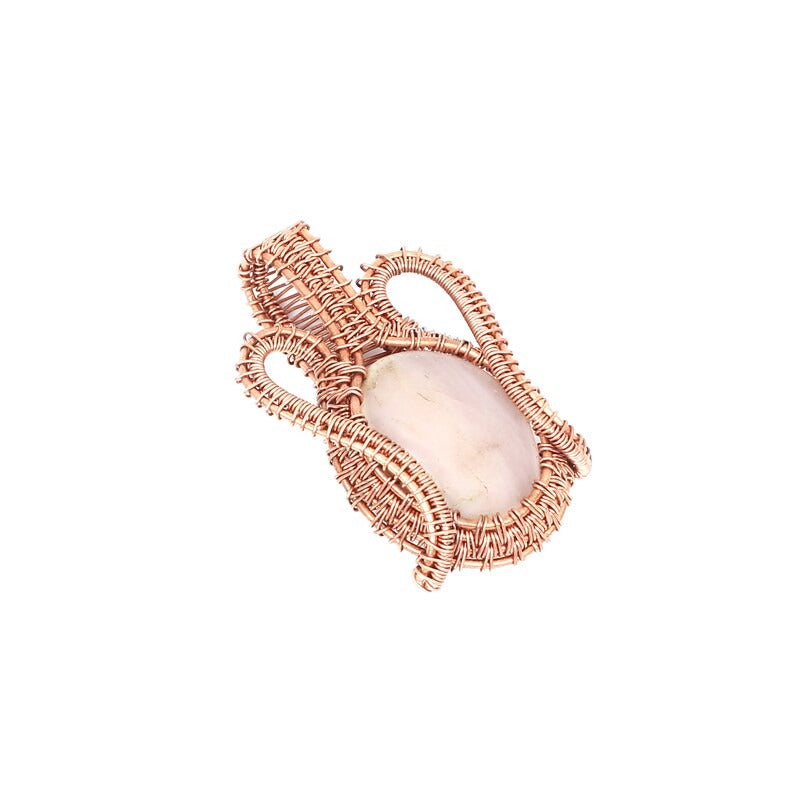 Beautiful Pink Opal Copper Wire Wrapped Pendant