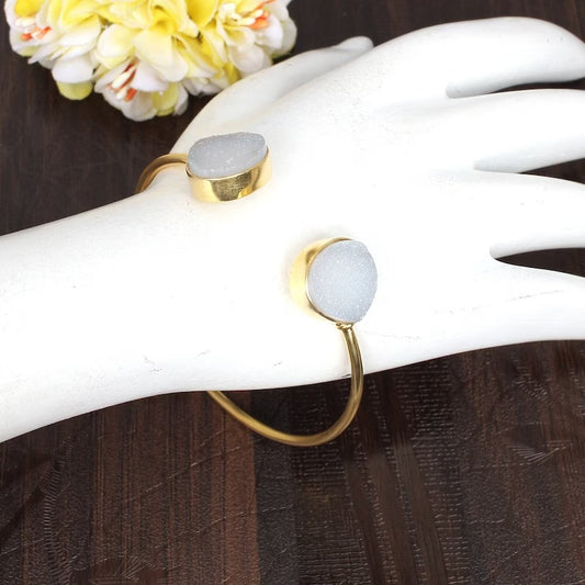 Antique Natural Druzy Dainty Cuff Bracelet...