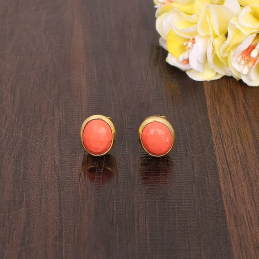 Natural Orange Coral Cute Earrings