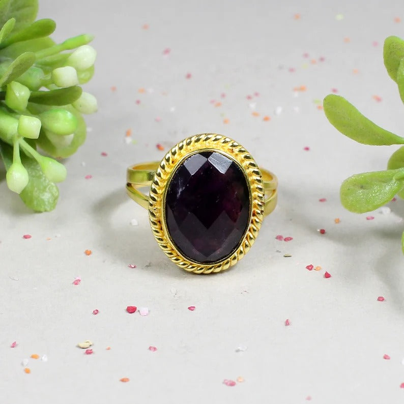 Natural Black Onyx Gemstone 925 Sterling Silver Ring