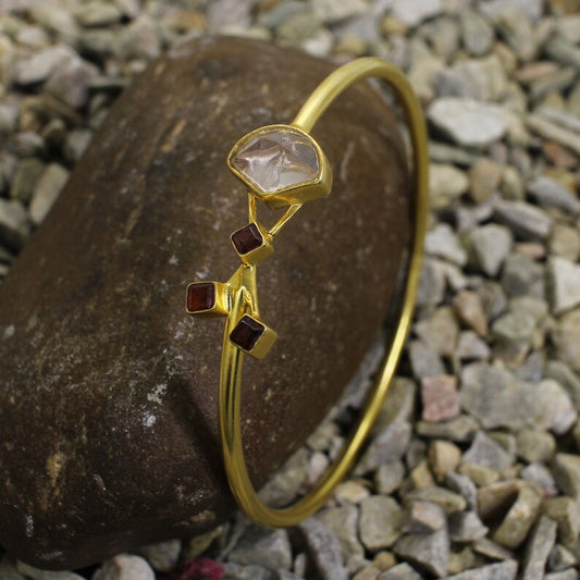 Rose Quartz & Garnet Hydro Gemstone Bangle