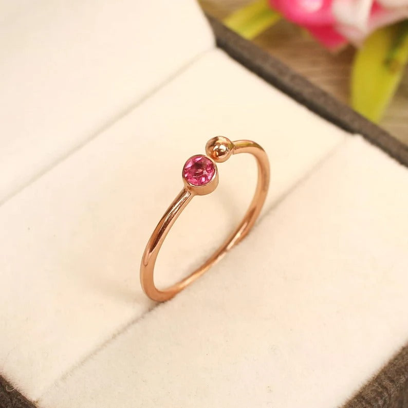 Pink Tourmaline Gemstone Sterling Silver Ring