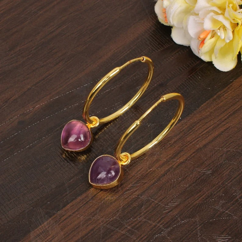 Gold Plated Brass Large Hoops