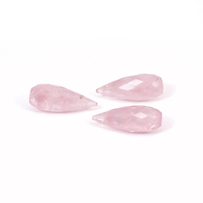 Rose Quartz Opaque Faceted Drop