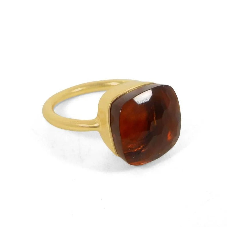 Dark Citrine Hydro Sterling Silver Ring