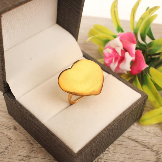 925 Sterling Silver Heart Shape Gold Plated Ring