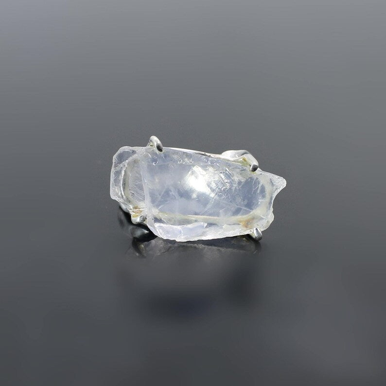 Crystal Quartz Raw Gemstone 92.5  Sterling Silver Ring