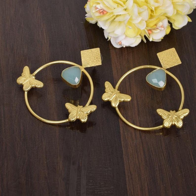 Gold Plated Brass Designer Butterfly Earrings