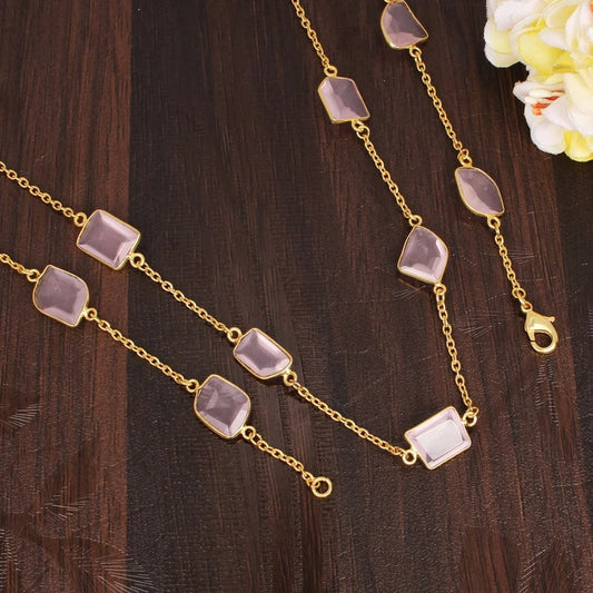 Rose Quartz Link Chain Necklace