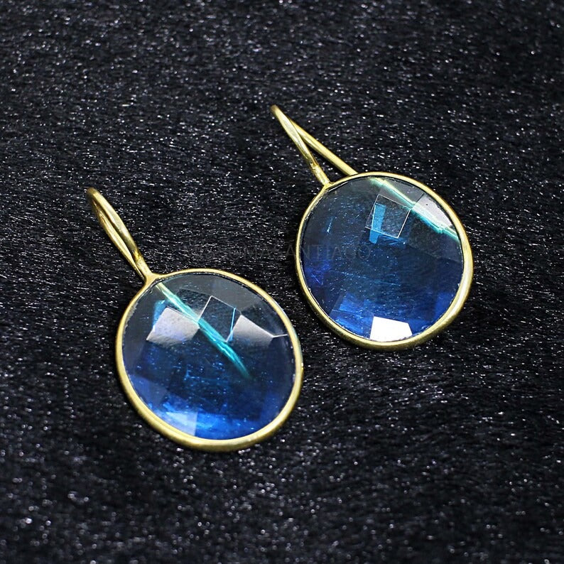 Blue Topaz Gemstone Earrings