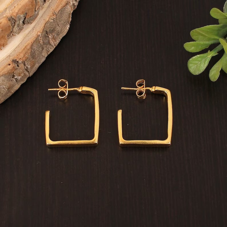 925 Sterling Silver Gold Plated Stud Earring