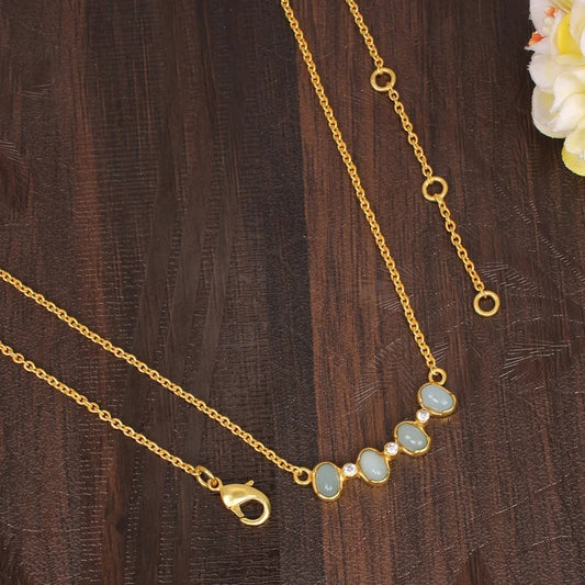 Aqua Chyalcedony Dainty Necklace