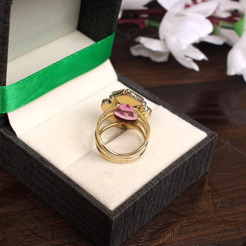 Pink Tourmaline Gemstone 92.5 Sterling Silver Ring