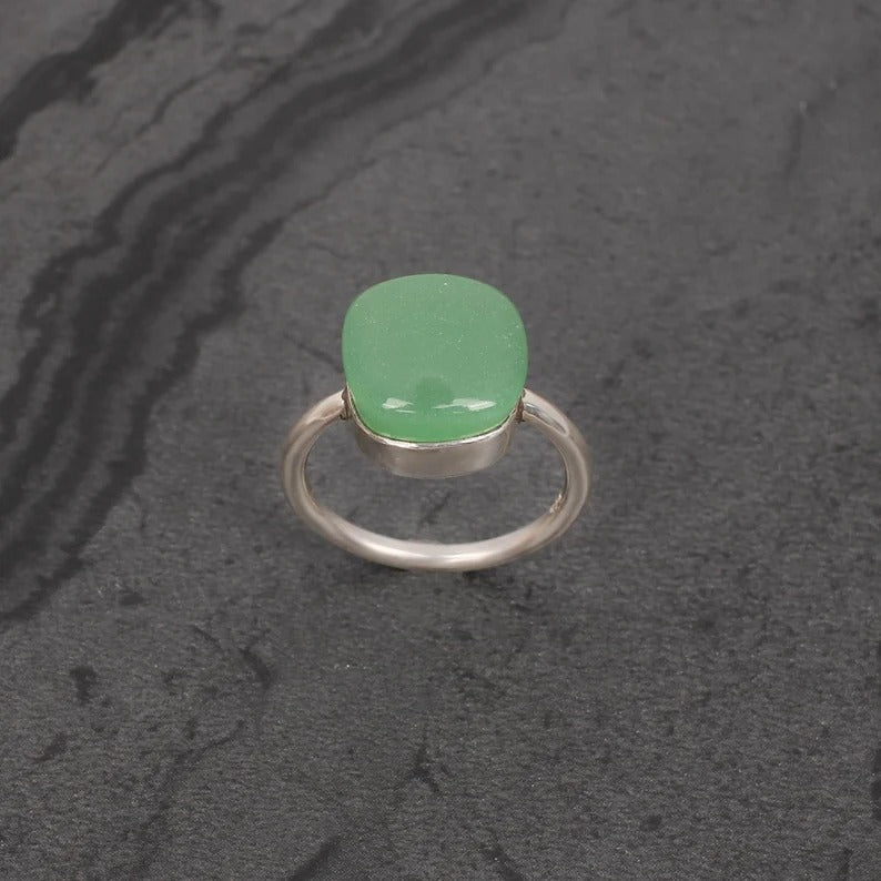 Prehnite Hydro Gemstone 92.5 Sterling Silver Ring