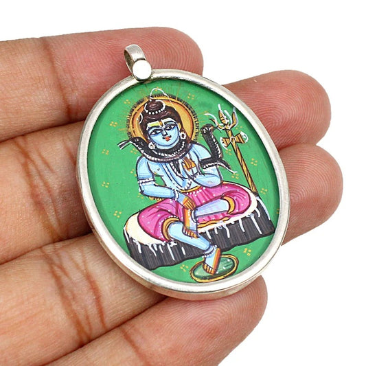 Indian Lord Shiva Hand Painting Pendant