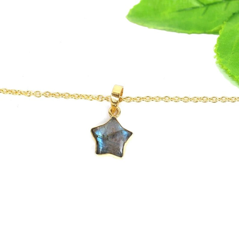 Star Shape Labradorite Gemstone 92.5 Sterling Silver Necklace