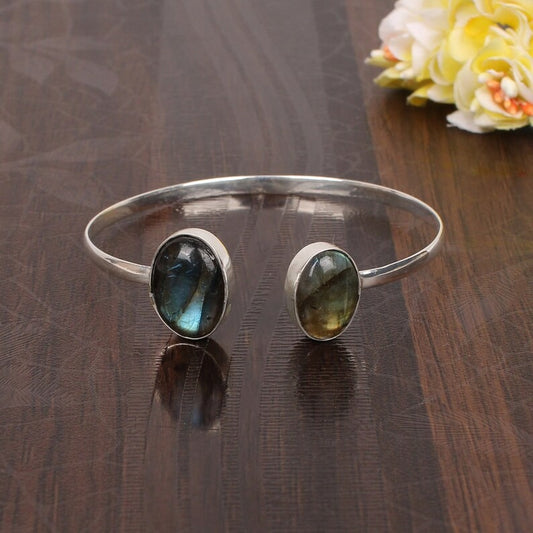 Labradorite Brass Bangle