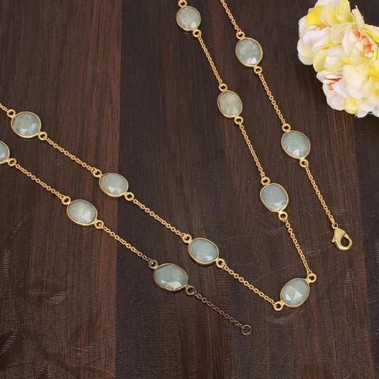 Precious Prehnite Link Chain Necklace,