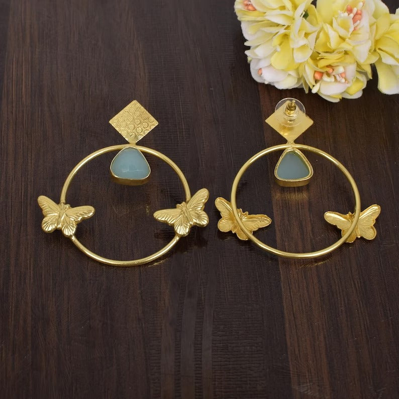 Gold Plated Brass Designer Butterfly Earrings