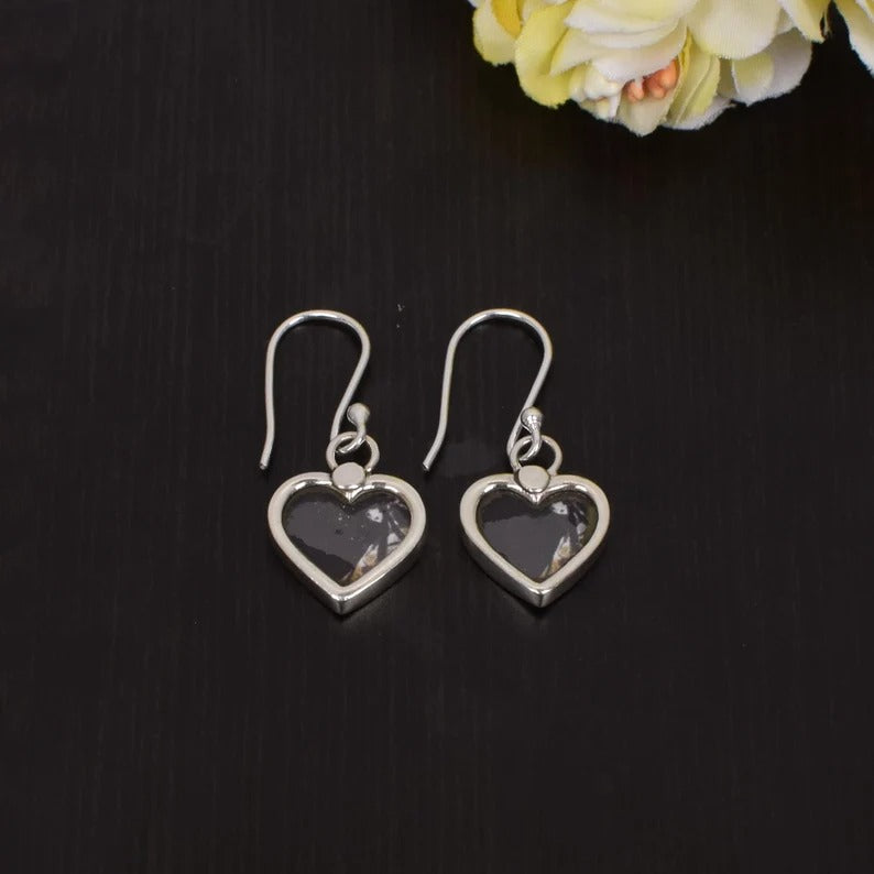 Photo Printed Sterling Silver, 11 x 11 Mm Heart Earrings