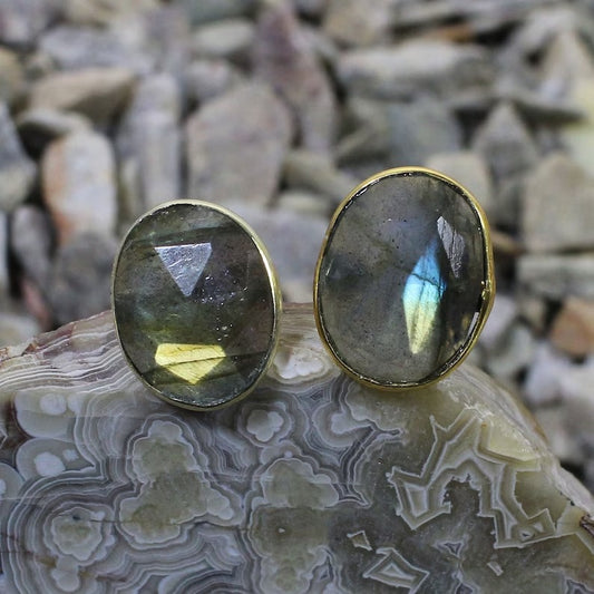 Natural Labradorite Oval Gemstone 925 Sterling Silver