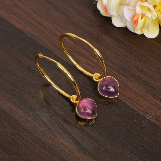 Gold Plated Brass Large Hoops