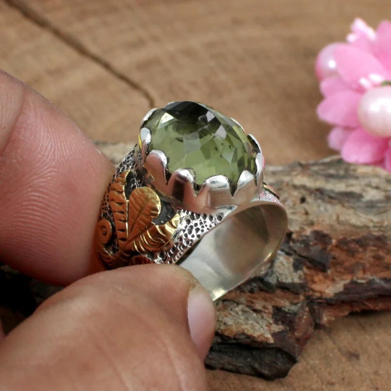 Lemon Quartz Gemstone 92.5 Sterling Silver Ring