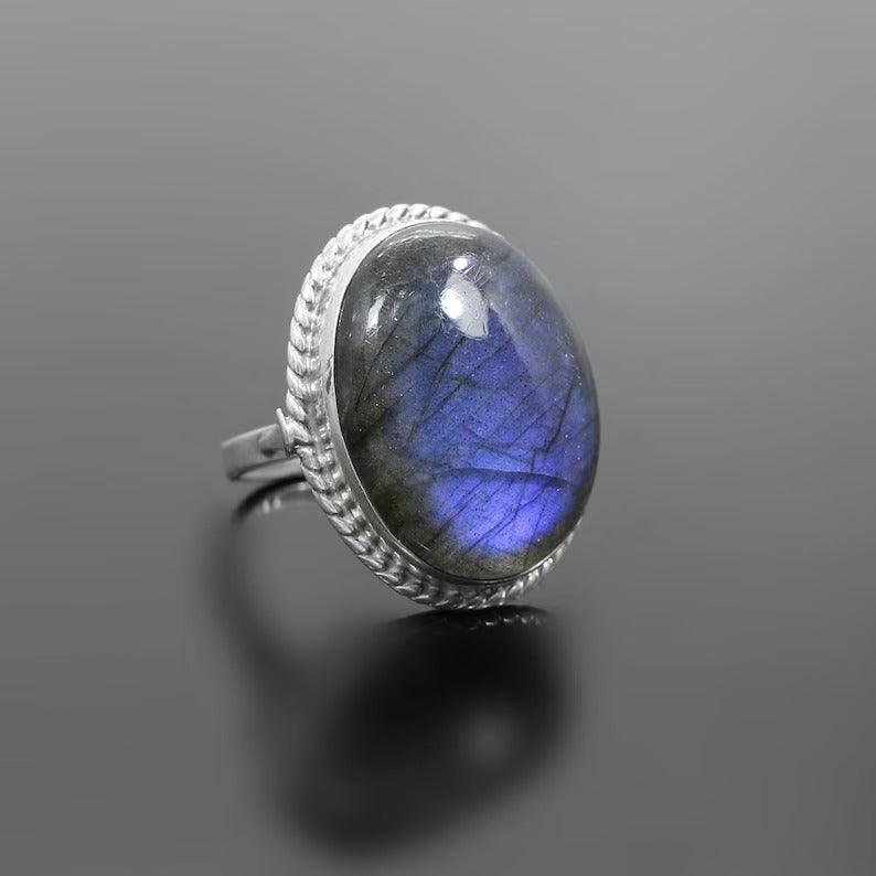 Labradorite Gemstone 92.5 Sterling Silver Ring