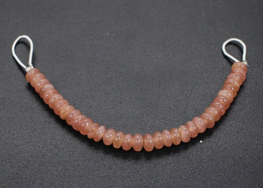 Peach Moonstone Rondelle Smooth Beads