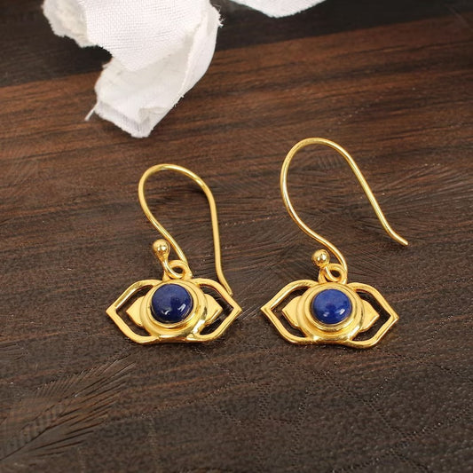 Lapis Lazuli Gemstone Gold Plated Earrings