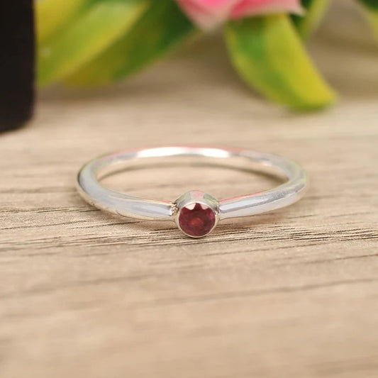 October Birthstone Pink Tourmaline Gemstone Silver Ring