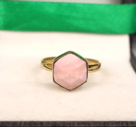 925 Silver Pink Opal Gemstone Ring