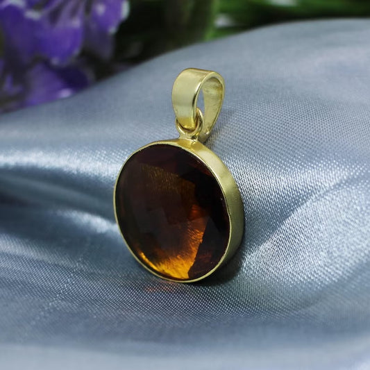 Gold Plated Brass Citrine Pendant