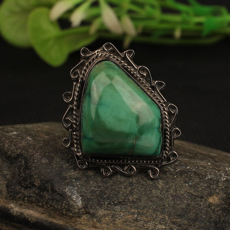 Tibetan Turquoise Gemstone 92.5 Sterling Silver