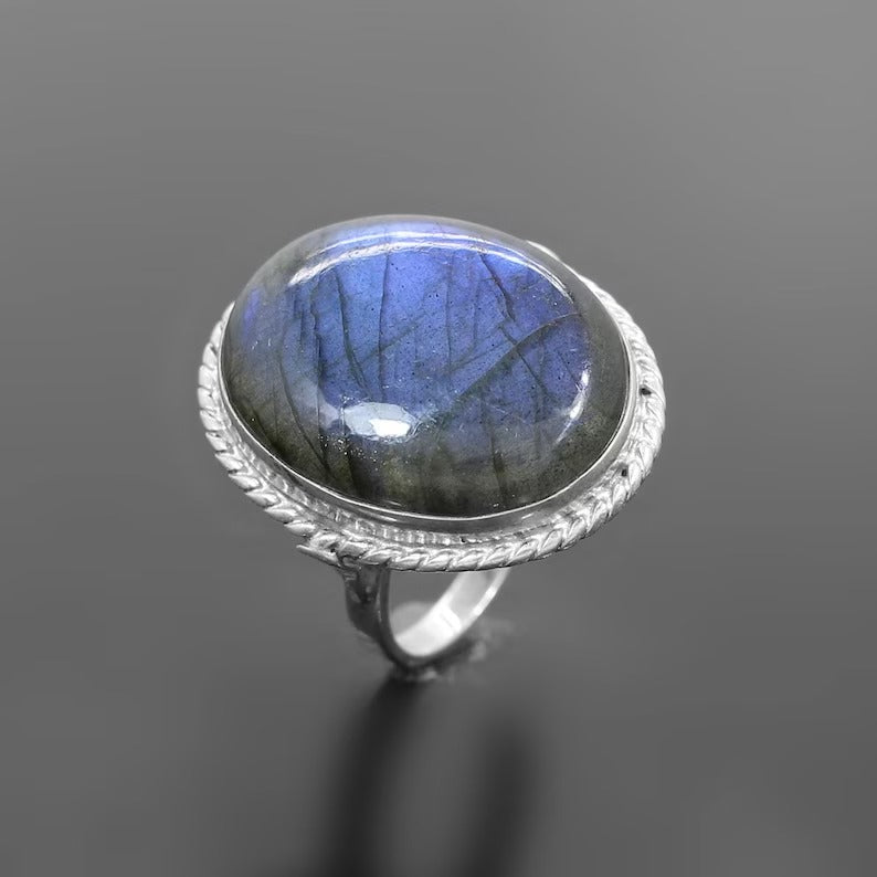 Labradorite Gemstone 92.5 Sterling Silver Ring