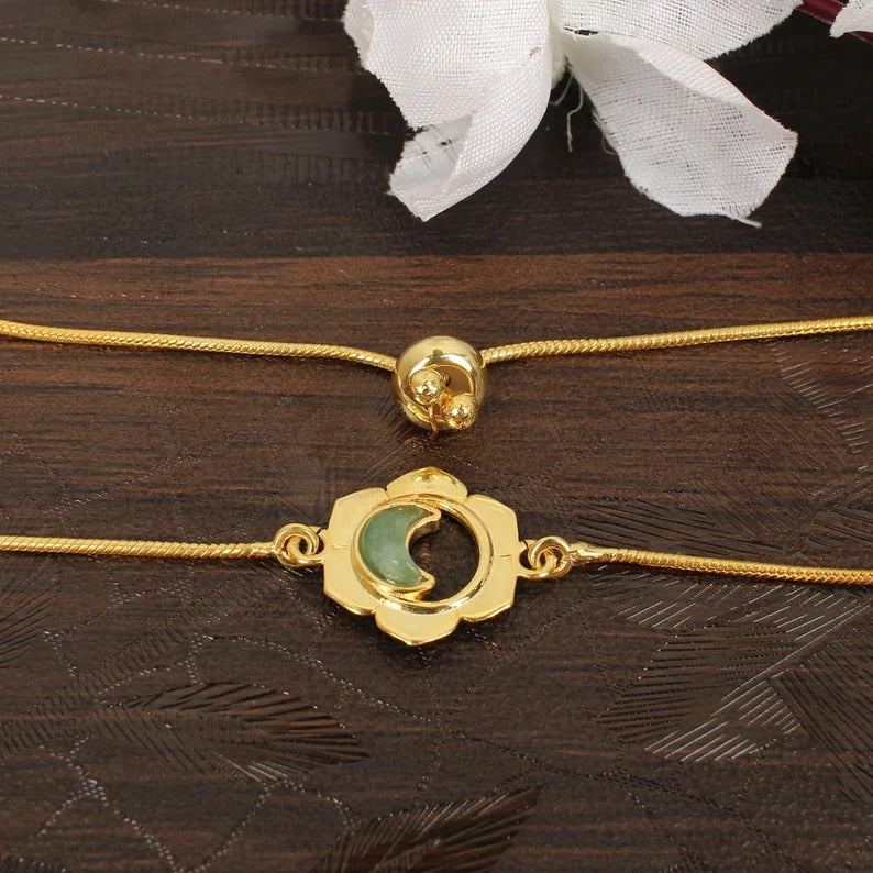 Green Aventurine Gemstone Gold Plated Bracelet